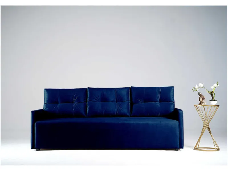 Sofa granatowa VERO trzyosobowa z funkcją spania 198 cm: Granatowa sofa VERO w skandynawskim stylu