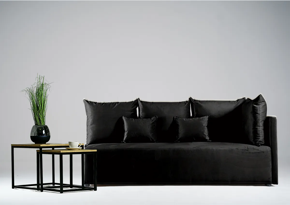 Sofa czarna MINO prawa trzyosobowa z funkcją spania 198 cm: Sofa MINO prawa na małej powierzchni