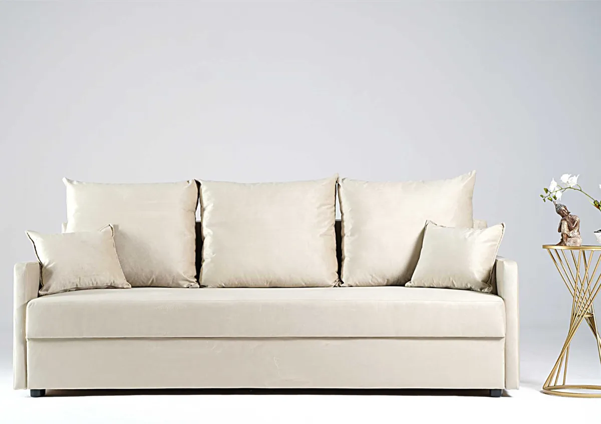 Sofa beżowa ARKADIA z funkcją spania 200 cm: Beżowa sofa ARKADIA