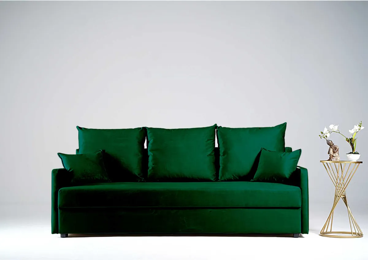 Sofa zielona ARKADIA z funkcją spania 200 cm: Zielona sofa ARKADIA