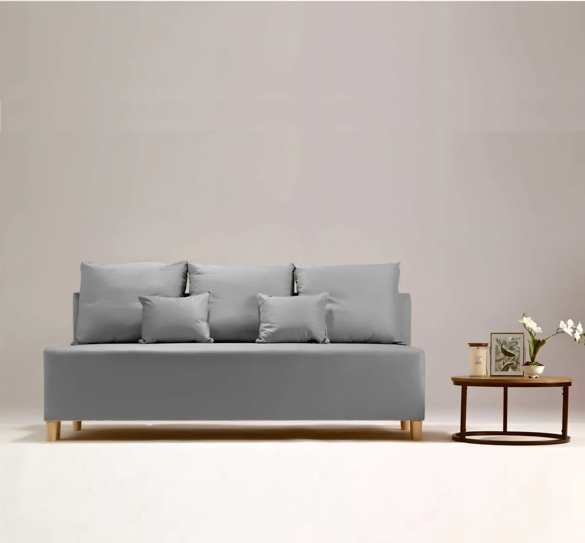 Sofa szara NYX trzyosobowa z funkcją spania 190 cm: Szara sofa NYX z funkcją spania