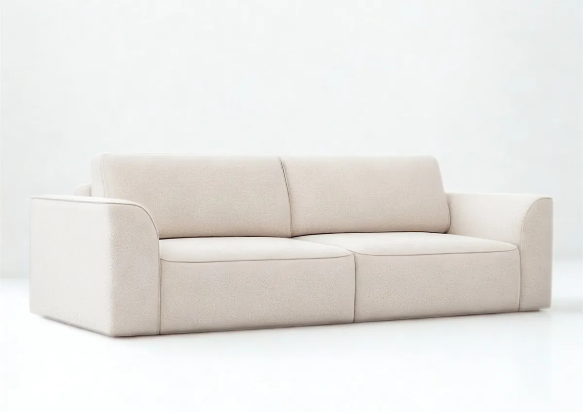 Sofa beżowa KOMA 2 czteroosobowa z funkcją spania 242 cm: Beżowa sofa KOMA 2 z funkcją spania