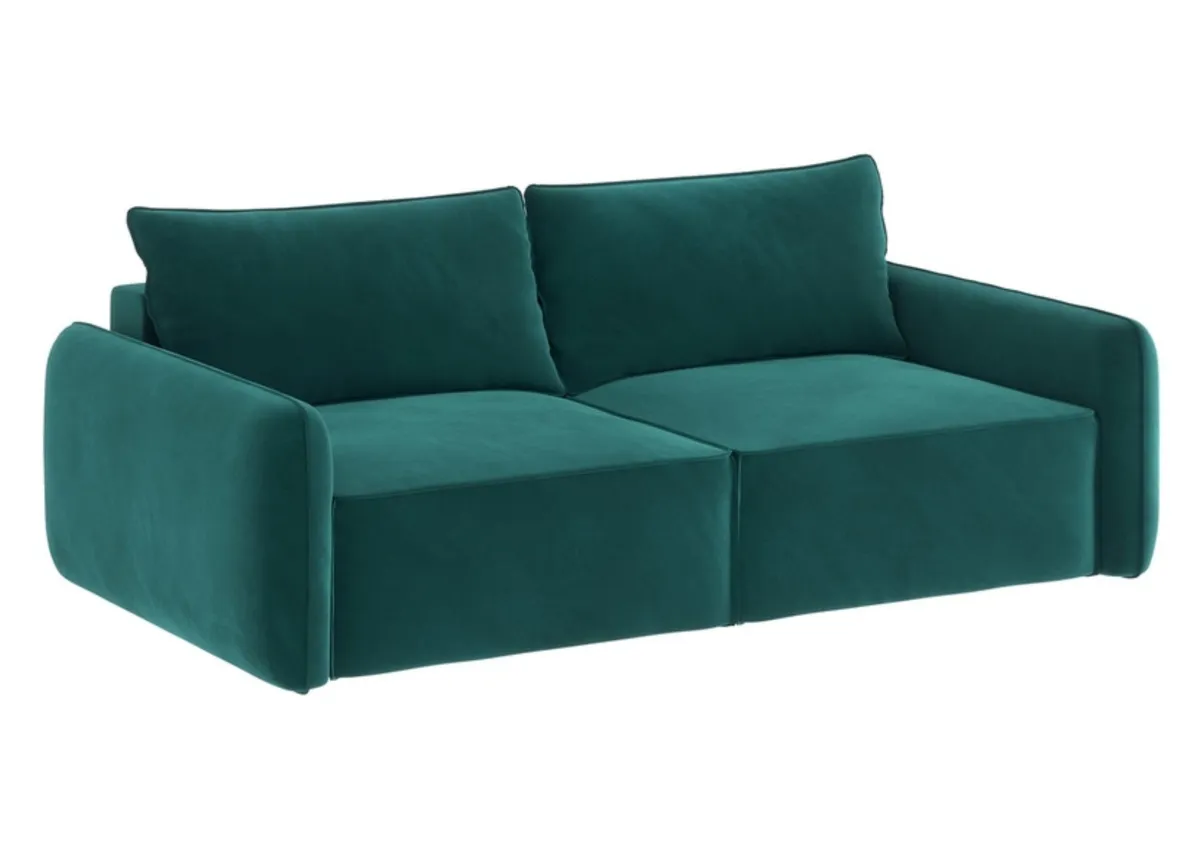 Sofa zielona VINCI SMALL trzyosobowa modułowa z funkcją spania: Zielona sofa VINCI SMALL z funkcją spania