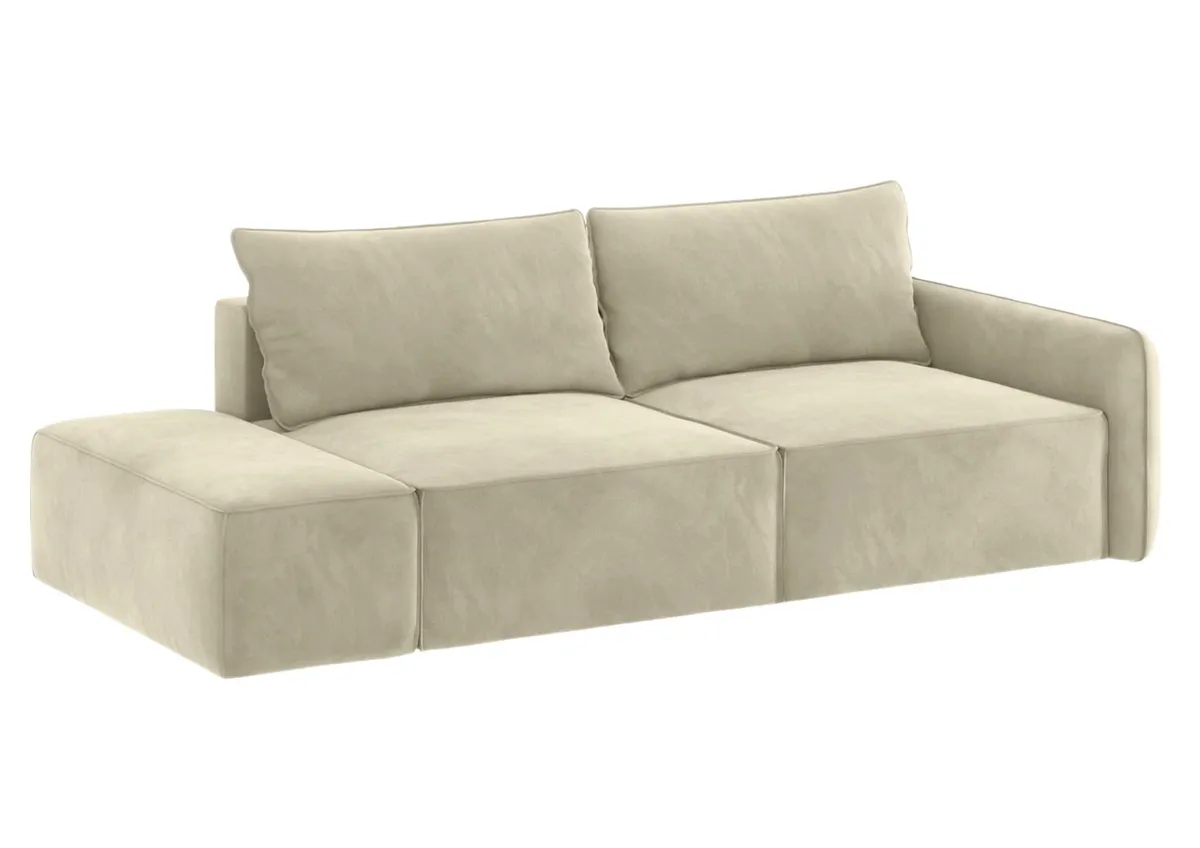 Sofa beżowa VINCI 2 lewa czteroosobowa z funkcją spania 265 cm: Beżowa sofa VINCI 2 lewa w minimalistycznym stylu