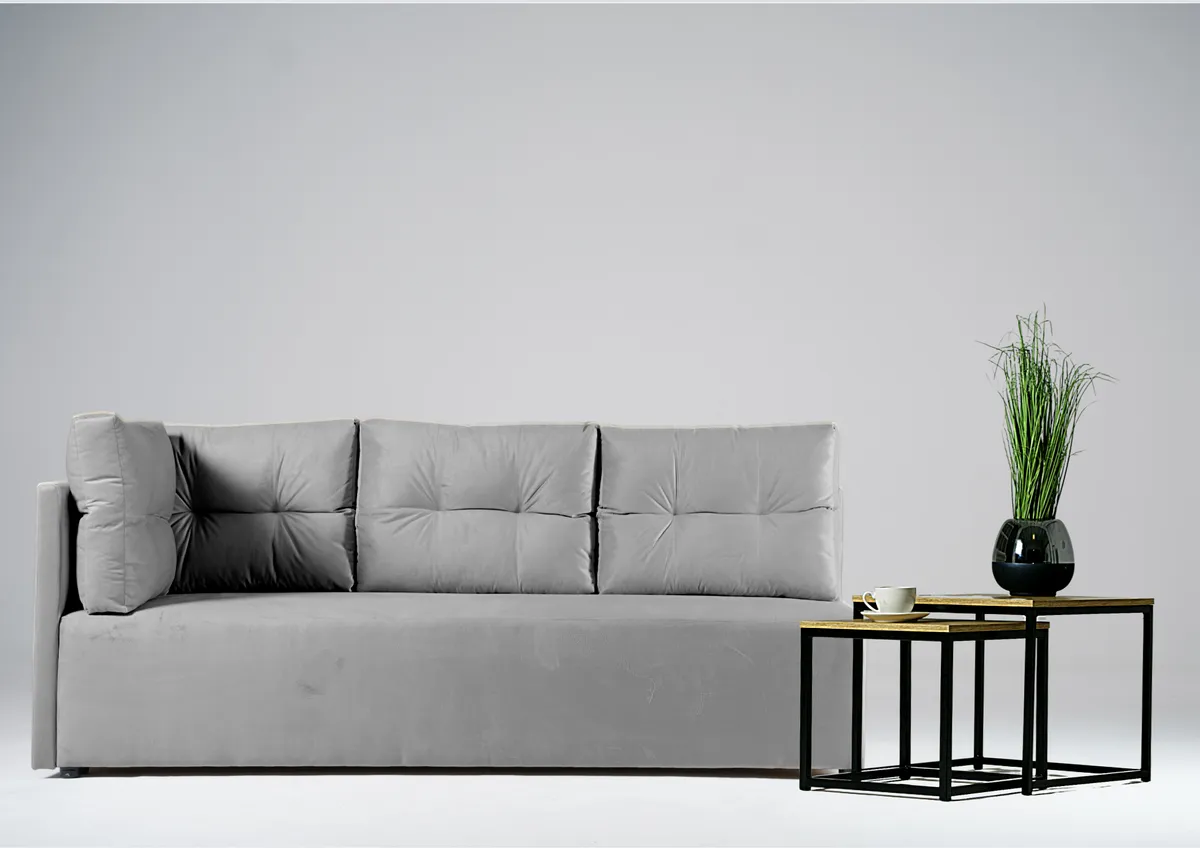 Sofa szara MONO lewa trzyosobowa z funkcją spania 198 cm: Szara sofa MONO lewa z funkcją spania