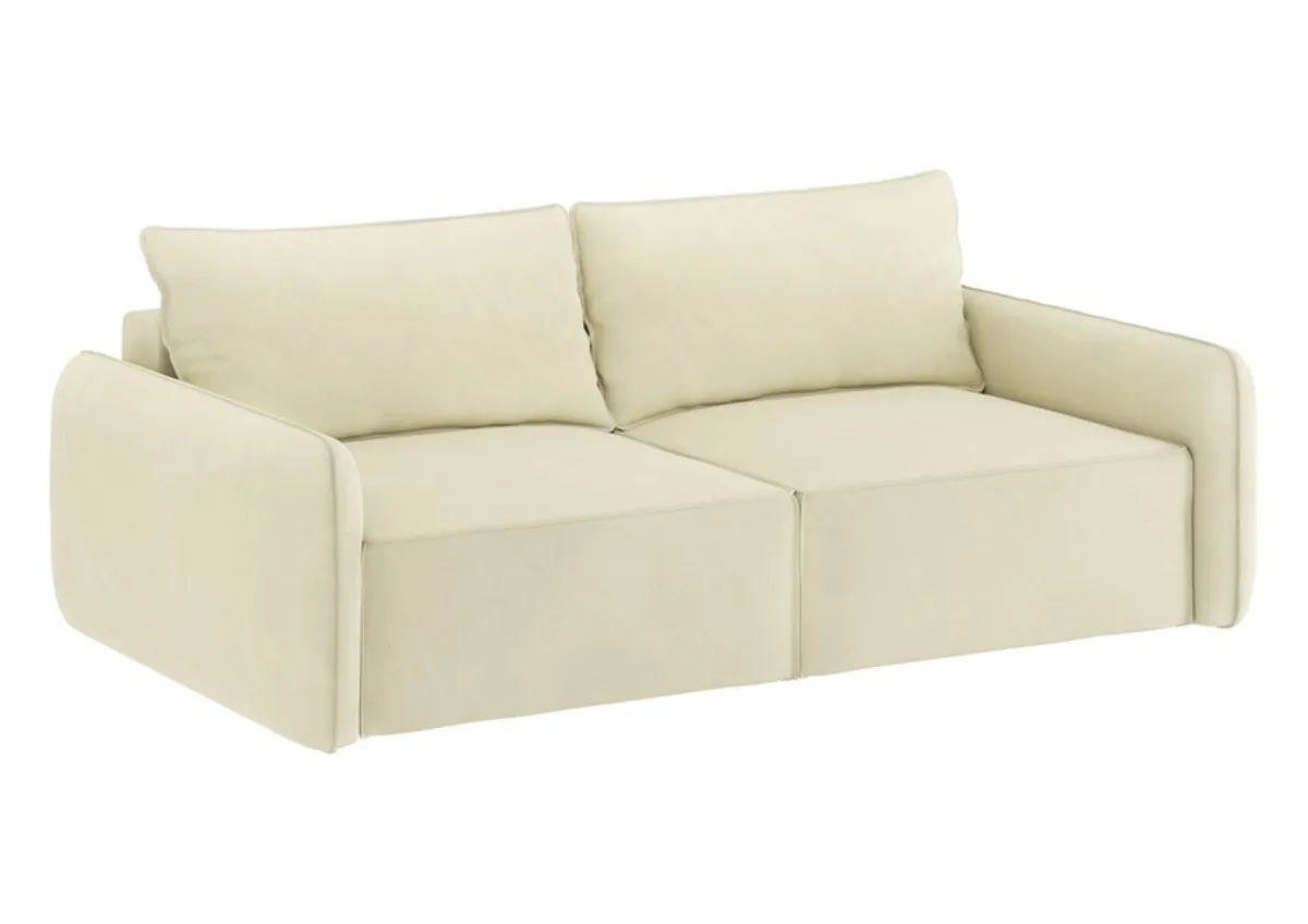 Sofa beżowa VINCI SMALL trzyosobowa modułowa z funkcją spania: Beżowa sofa VINCI SMALL z funkcją spania
