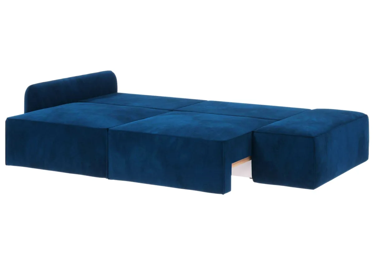 Sofa grafitowa VINCI 2 prawa czteroosobowa z funkcją spania: Dwa moduły i pufa w zestawie