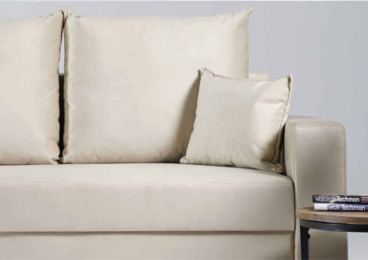 Sofa szara LILA trzyosobowa z funkcją spania 202 cm: Wymiary mebla LILA