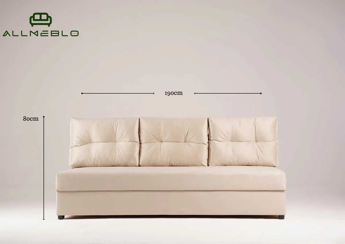 Sofa szara SKANDI trzyosobowa z funkcją spania 190 cm: Wymiary kolekcji Skandi