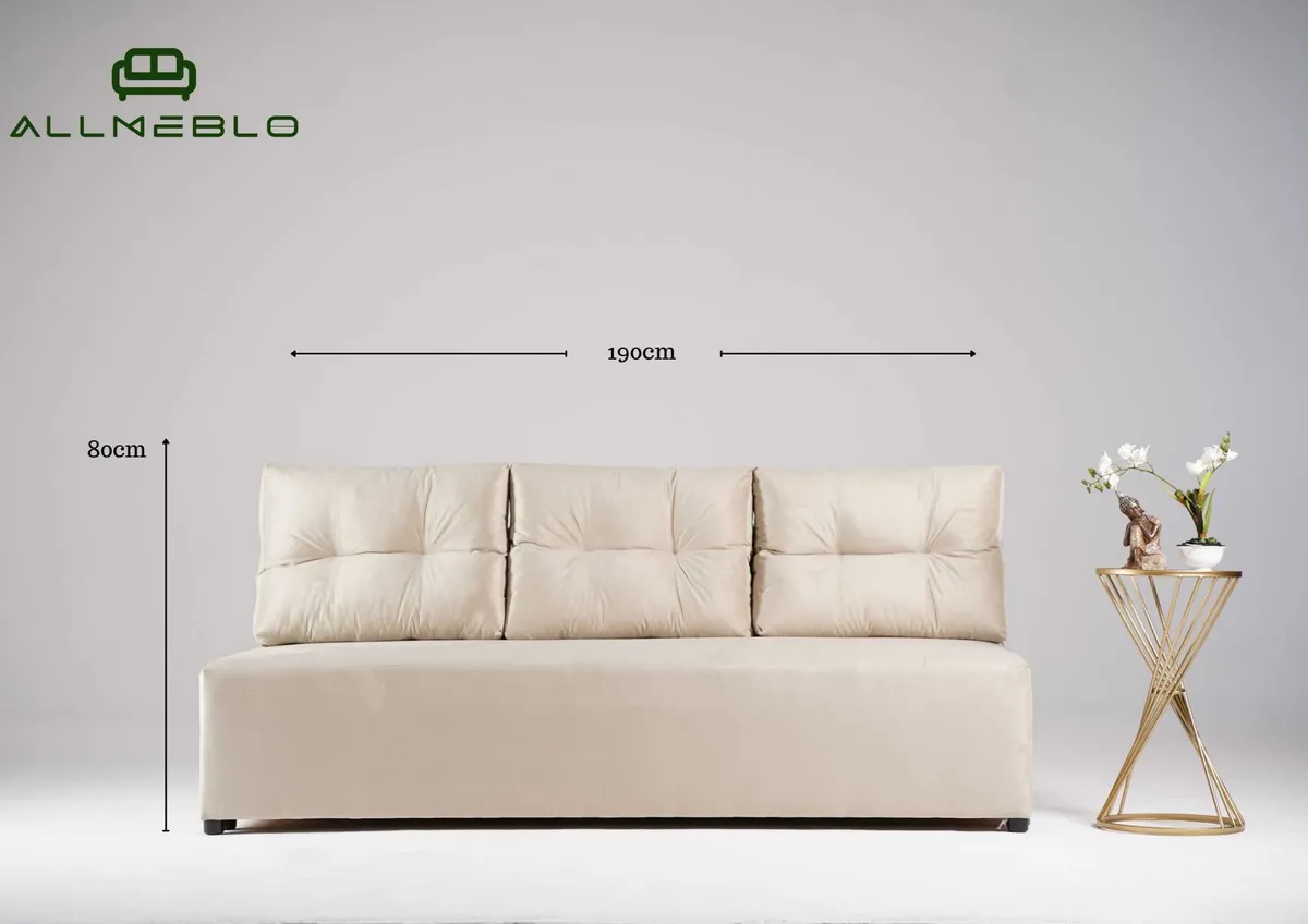 Sofa różowa PONO trzyosobowa z funkcją spania 190 cm: Sofa PONO: wymiary