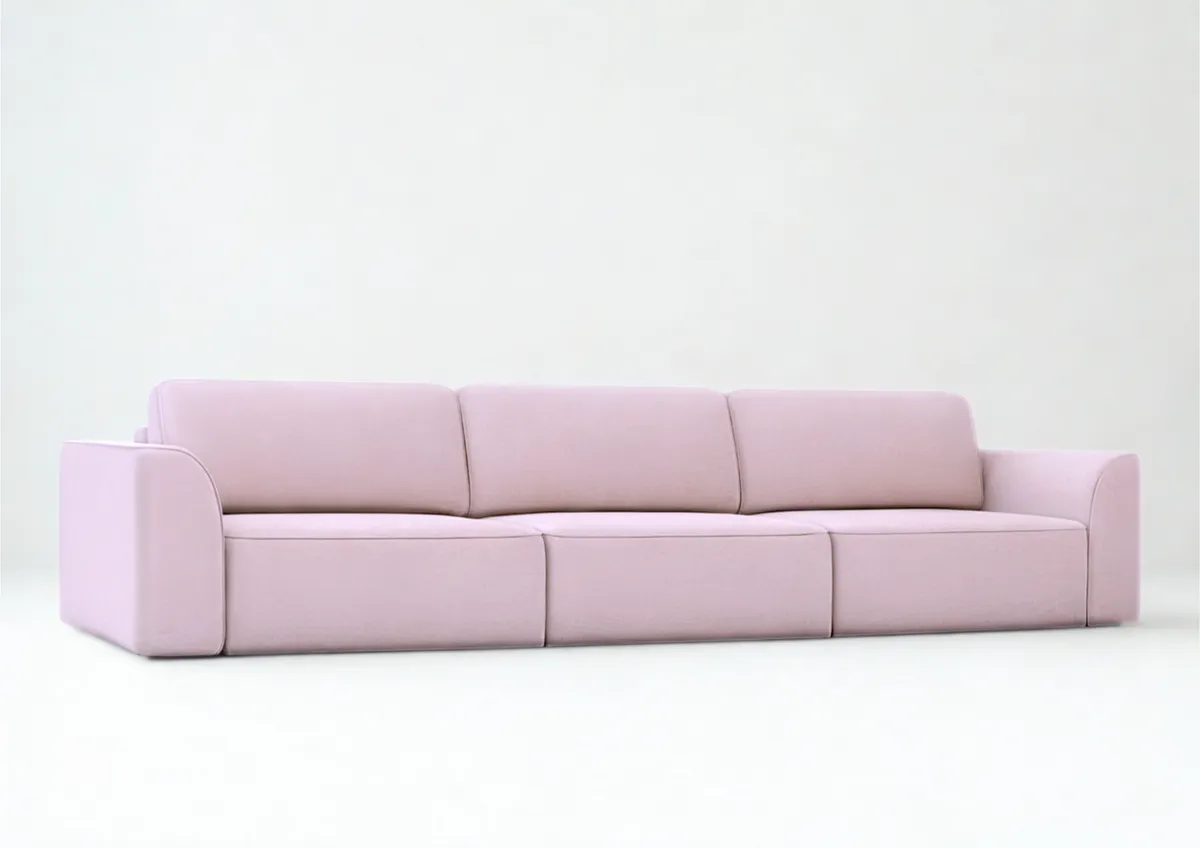 Sofa różowa KOMA 3 pięcioosobowa z funkcją spania 293 cm: Różowa sofa KOMA 3 z funkcją spania
