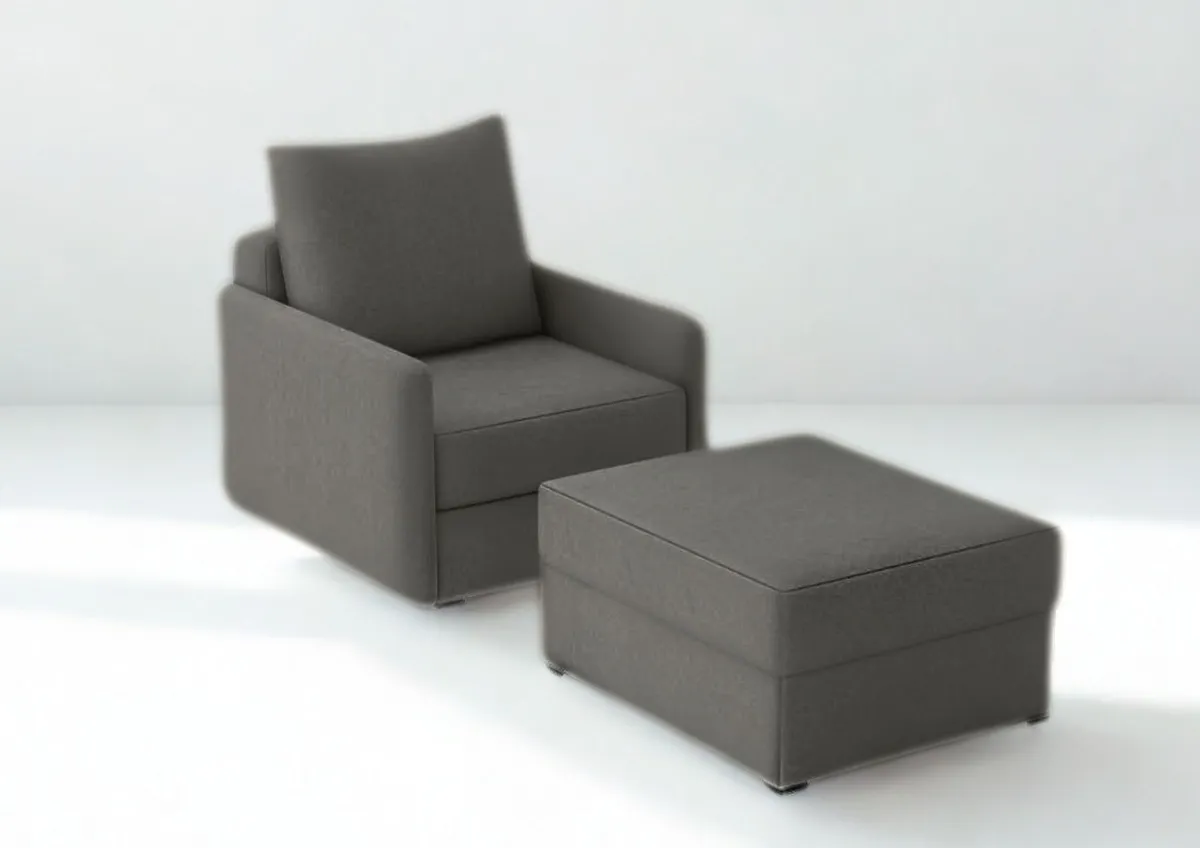 Fotel czarny ARKADIA z funkcją spania z pufą 68 cm: Czarny fotel ARKADIA
