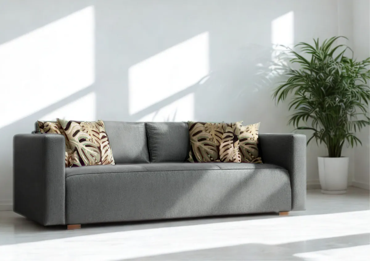 Sofa szara BALATON trzyosobowa z funkcją spania 220 cm: Szara sofa BALATON z funkcją spania