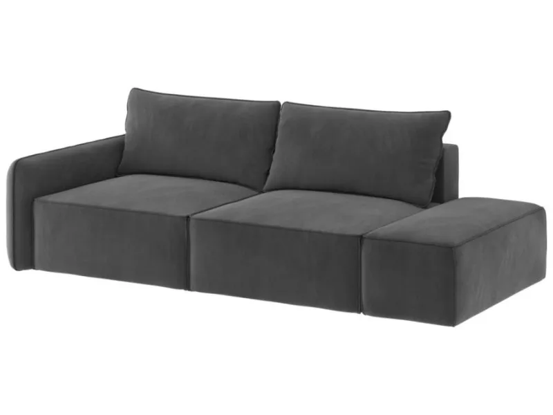Sofa grafitowa VINCI 2 prawa czteroosobowa z funkcją spania: Grafitowa sofa VINCI 2 prawa w minimalistycznym stylu