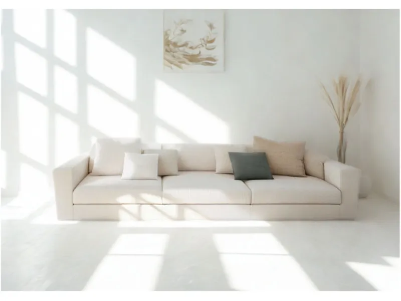 Sofa beżowa CLEO pięcioosobowa modułowa z funkcją spania 295 cm: Beżowa sofa CLEO z funkcją spania