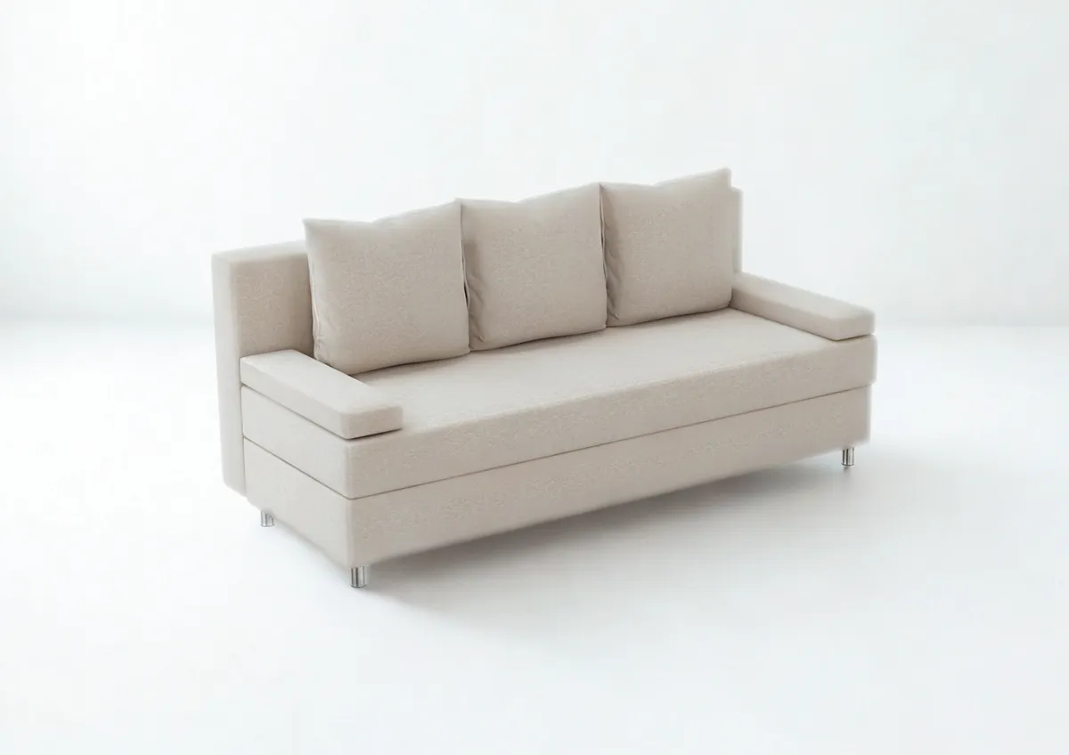 Sofa beżowa HELIOS trzyosobowa z funkcją spania 190 cm: Beżowa sofa HELIOS do małego pokoju