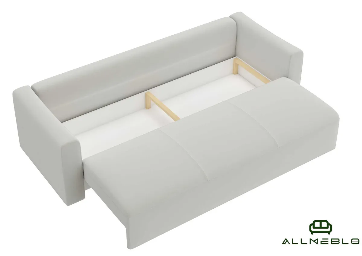 Sofa szara FANTOM czteroosobowa z funkcją spania 230 cm: Spanie i duża skrzynia FANTOM