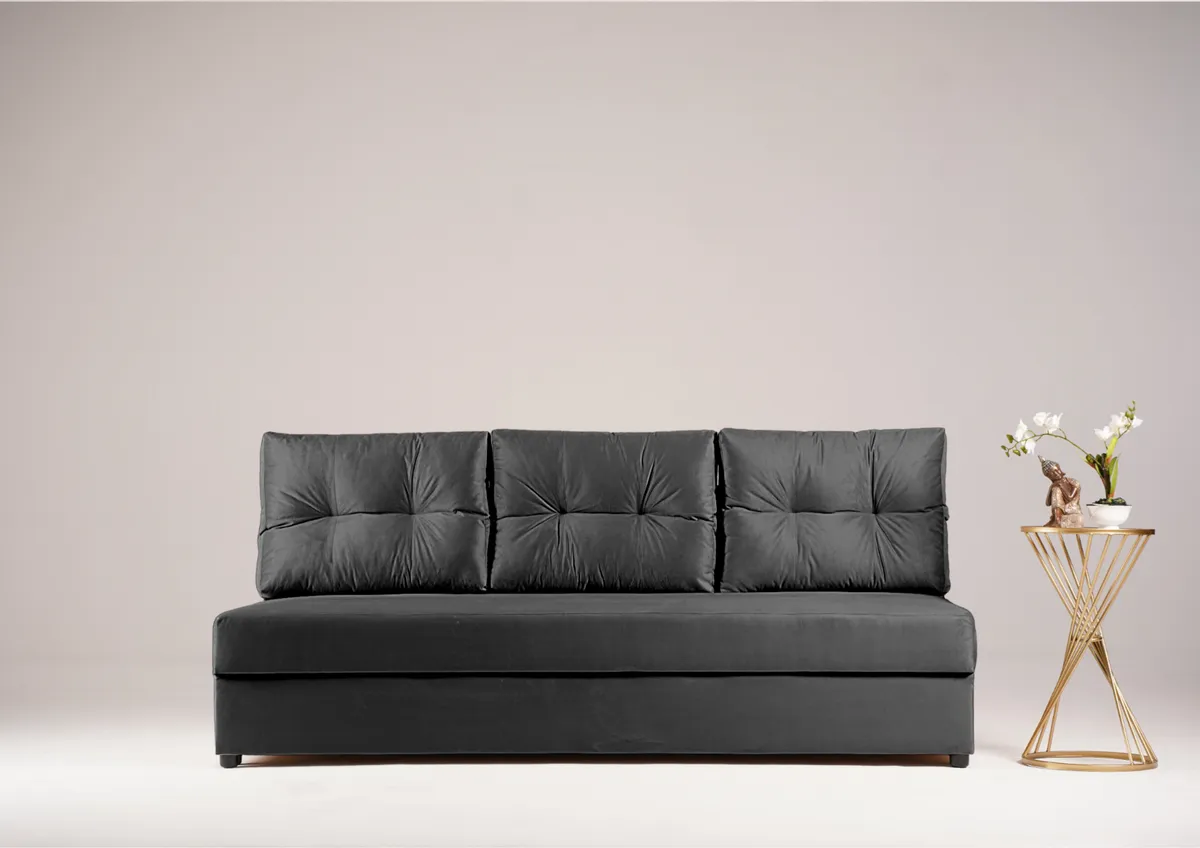 Sofa grafitowa SKANDI trzyosobowa z funkcją spania 190 cm: Skandi na małą przestrzeń: grafitowa sofa SKANDI