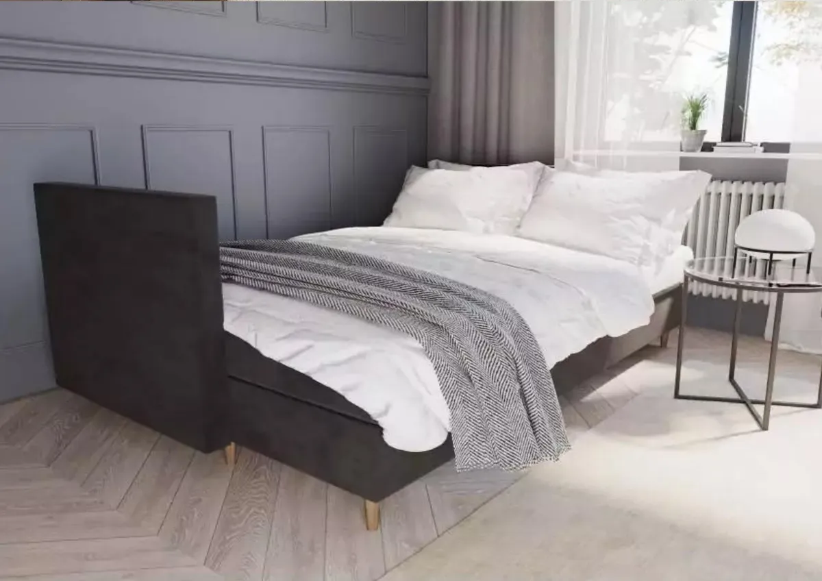 Sofa grafitowa PREGO z funkcją spania 215 cm: Sprężyny bonell w siedzisku