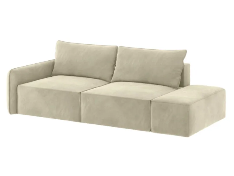 Sofa beżowa VINCI 2 prawa czteroosobowa z funkcją spania 265 cm: Beżowa sofa VINCI 2 prawa w minimalistycznym stylu