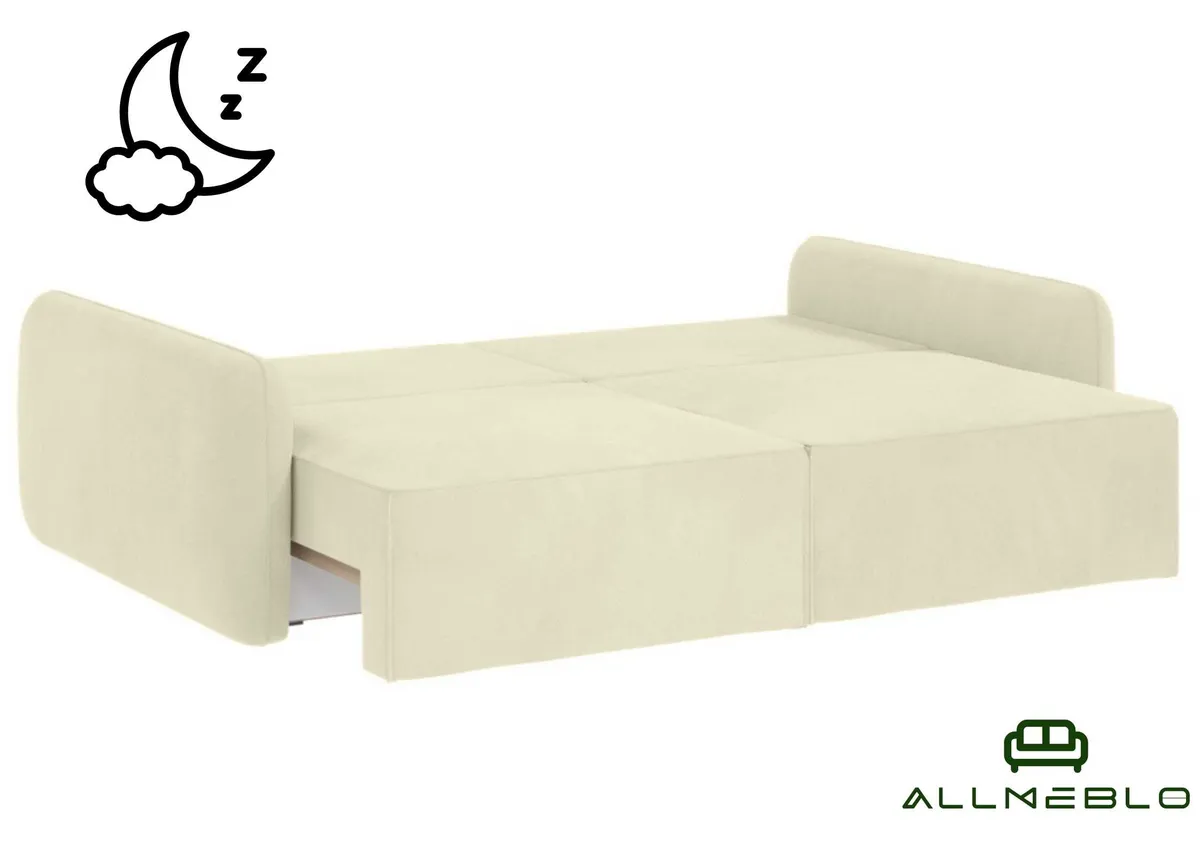 Sofa zielona VINCI SMALL trzyosobowa modułowa z funkcją spania: Rozkładanie i pojemnik na pościel