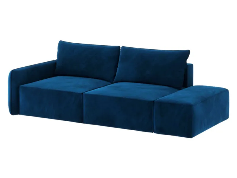 Sofa granatowa VINCI 2 prawa czteroosobowa z funkcją spania: Granatowa sofa VINCI 2 prawa w minimalistycznym stylu
