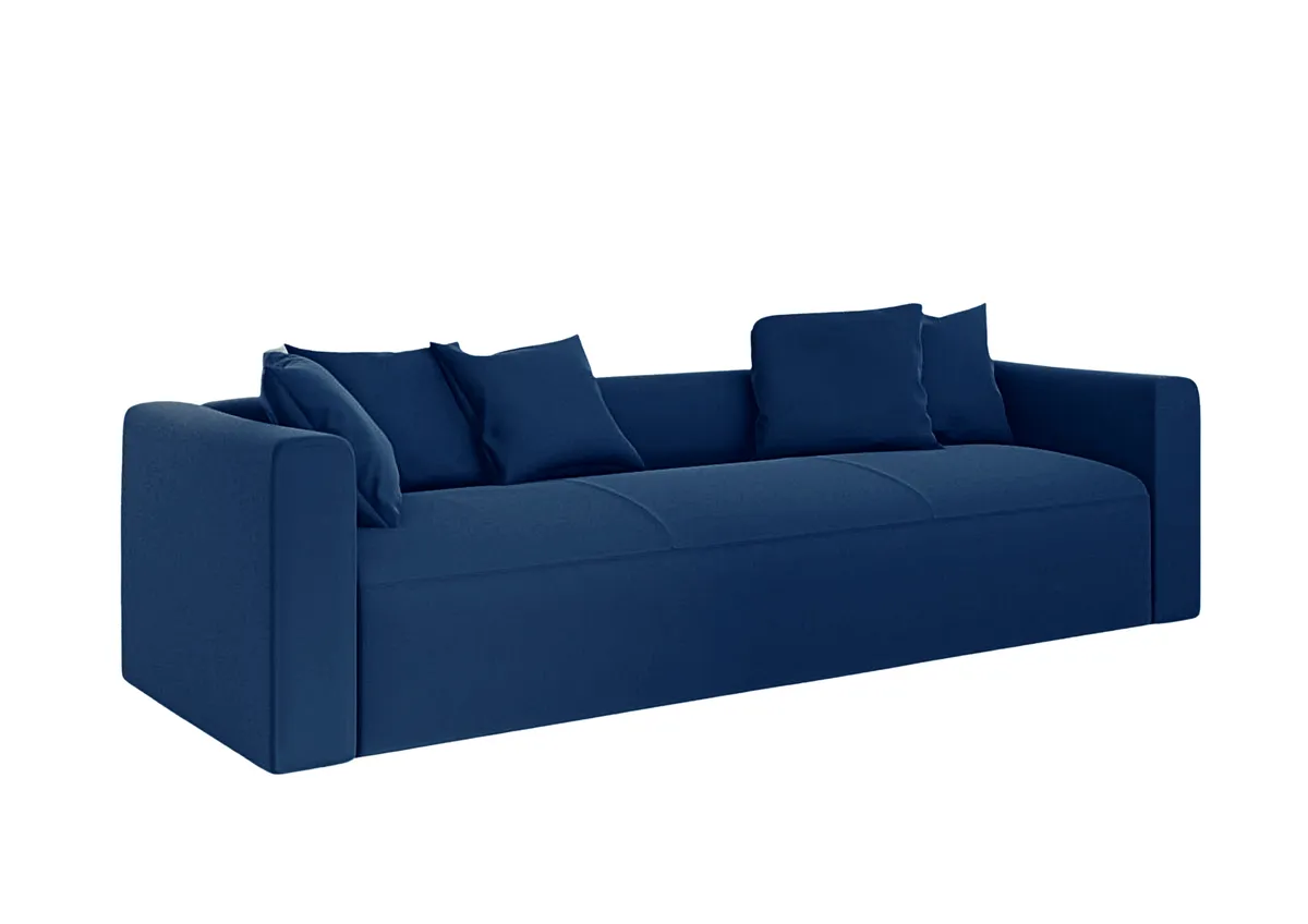 Sofa granatowa FANTOM czteroosobowa z funkcją spania 230 cm: Granatowa sofa FANTOM w stylu glamour lub boho