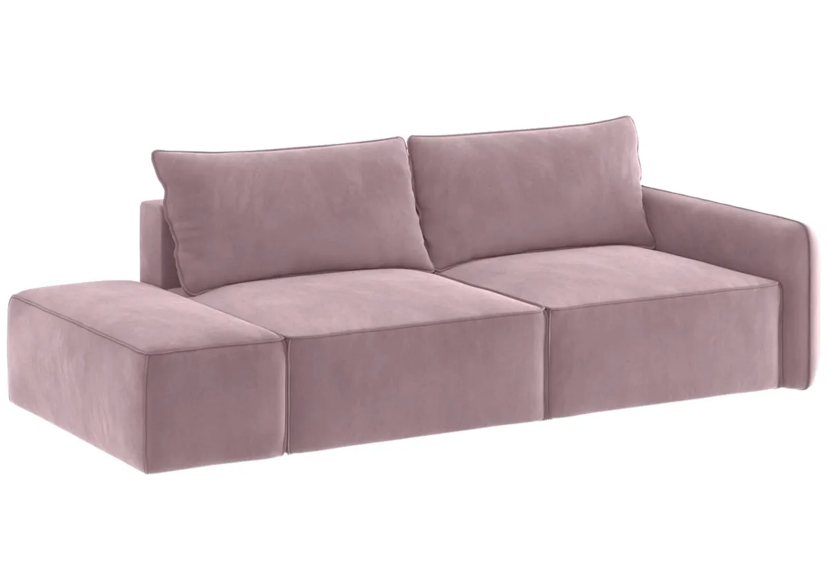 Sofa różowa VINCI 2 lewa czteroosobowa z funkcją spania 265 cm: Różowa sofa VINCI 2 lewa w minimalistycznym stylu