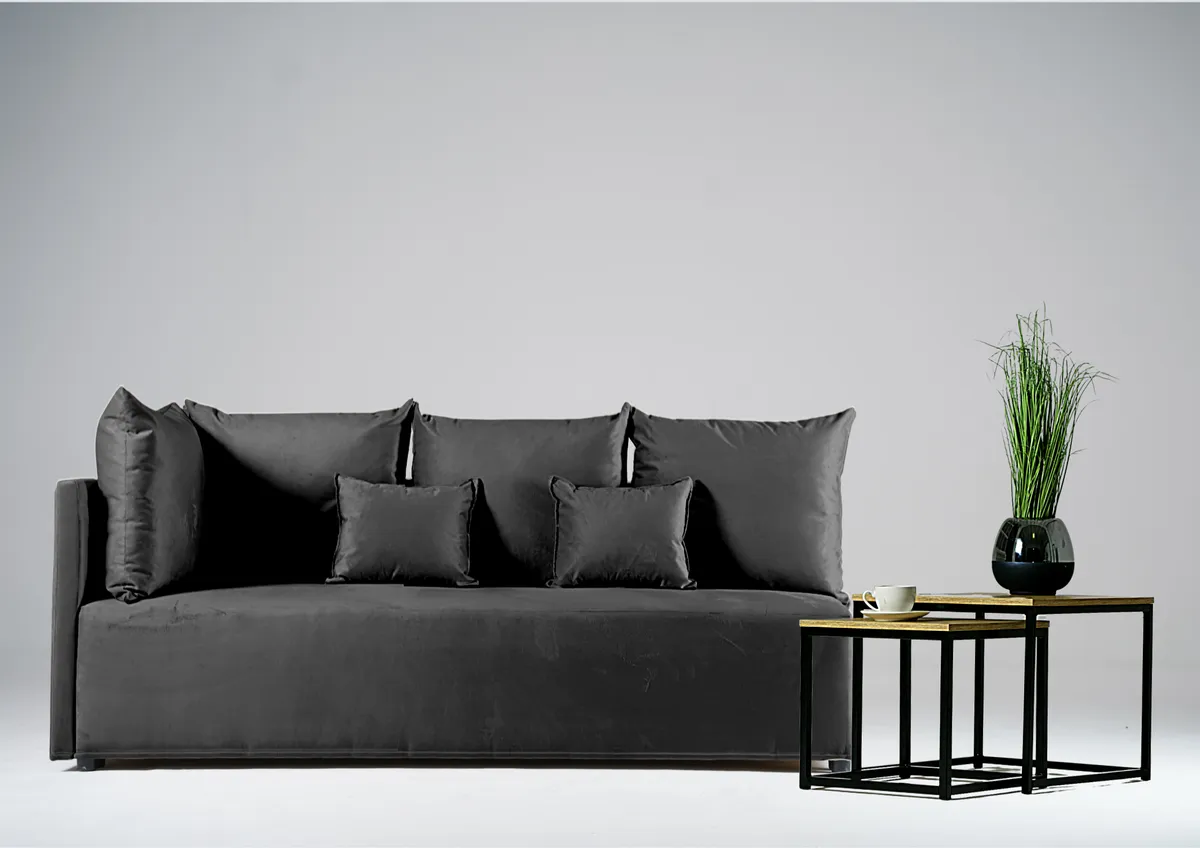 Sofa grafitowa MINO lewa trzyosobowa z funkcją spania 198 cm: Sofa MINO lewa na małej powierzchni