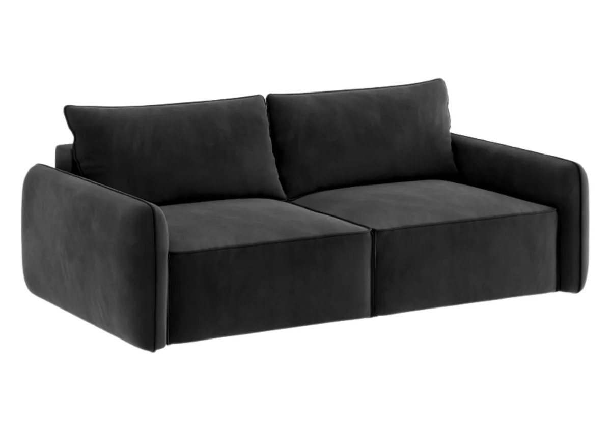 Sofa czarna VINCI SMALL trzyosobowa modułowa z funkcją spania: Czarna sofa VINCI SMALL z funkcją spania