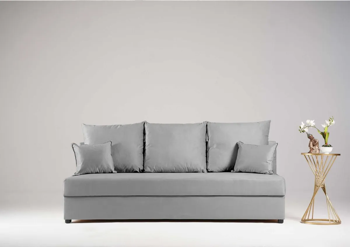 Sofa szara PACO z funkcją spania 190 cm: Szara sofa PACO z funkcją spania