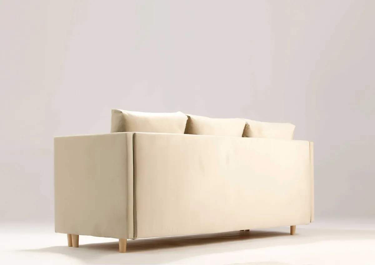 Sofa beżowa LIMA trzyosobowa z funkcją spania 215 cm: Wymiary sofy LIMA