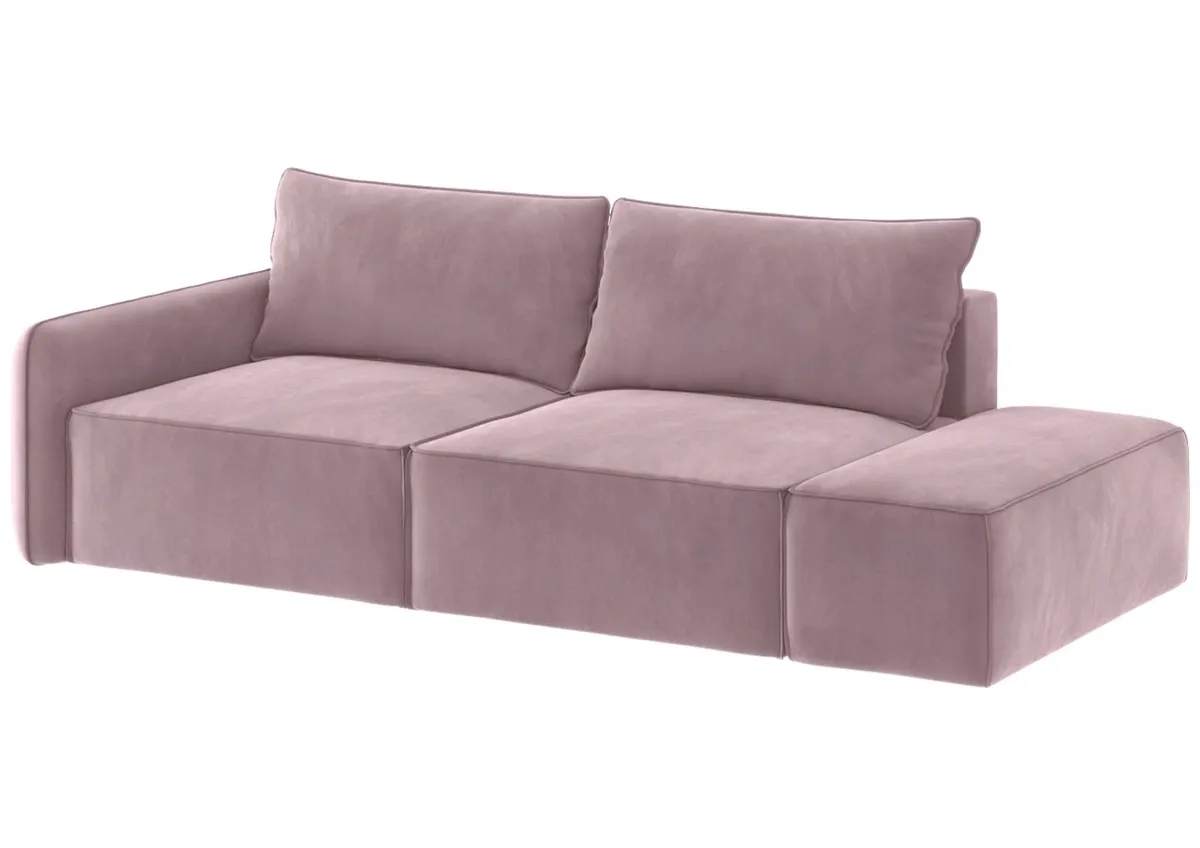 Sofa różowa VINCI 2 prawa czteroosobowa z funkcją spania 265 cm: Różowa sofa VINCI 2 prawa w minimalistycznym stylu
