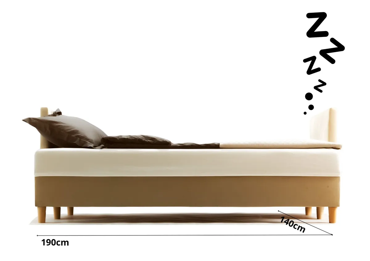 Sofa brązowa SECCO trzyosobowa z funkcją spania 215 cm: Rozkładanie i pojemnik na pościel
