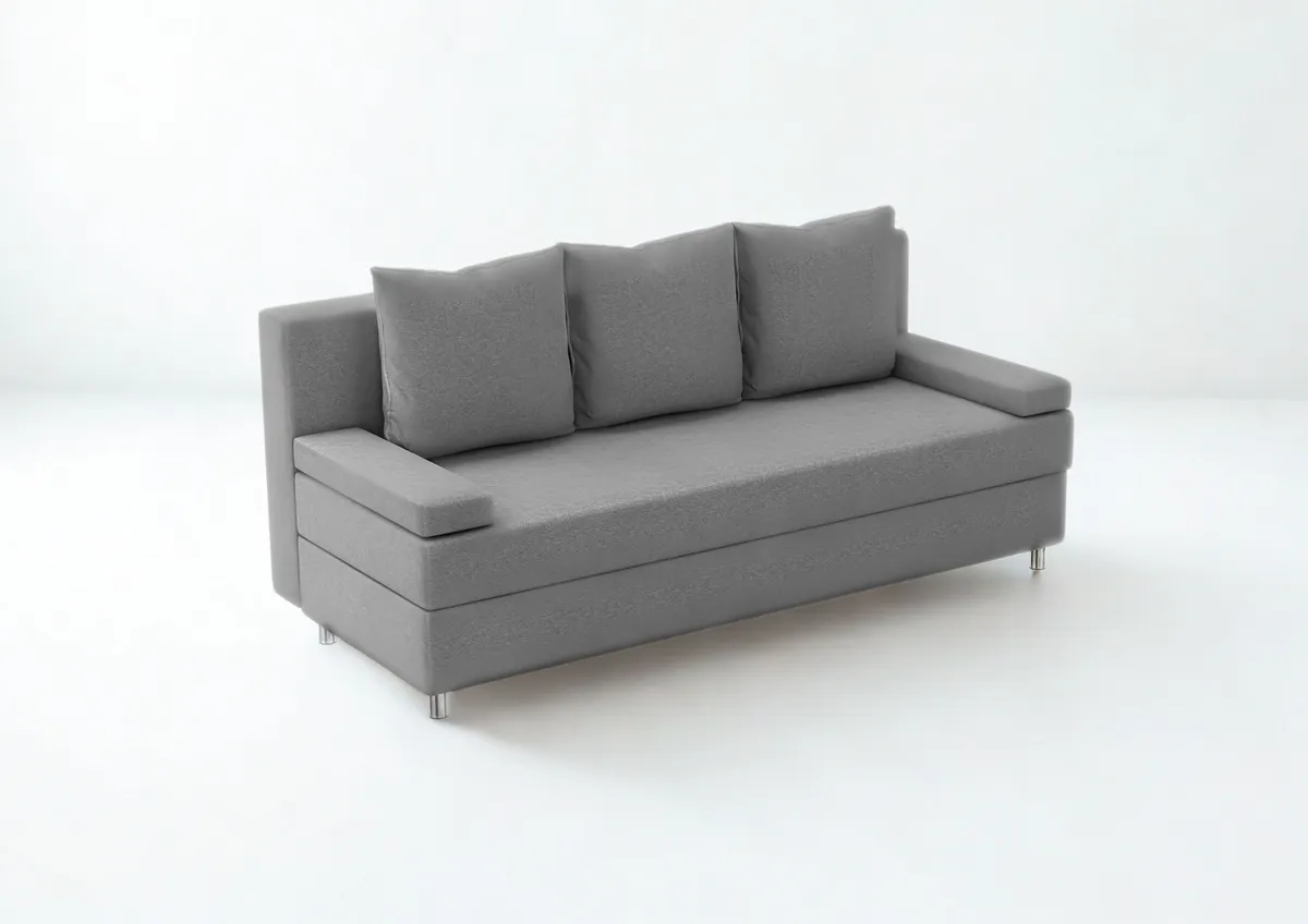 Sofa grafitowa HELIOS trzyosobowa z funkcją spania 190 cm: Grafitowa sofa HELIOS do małego pokoju