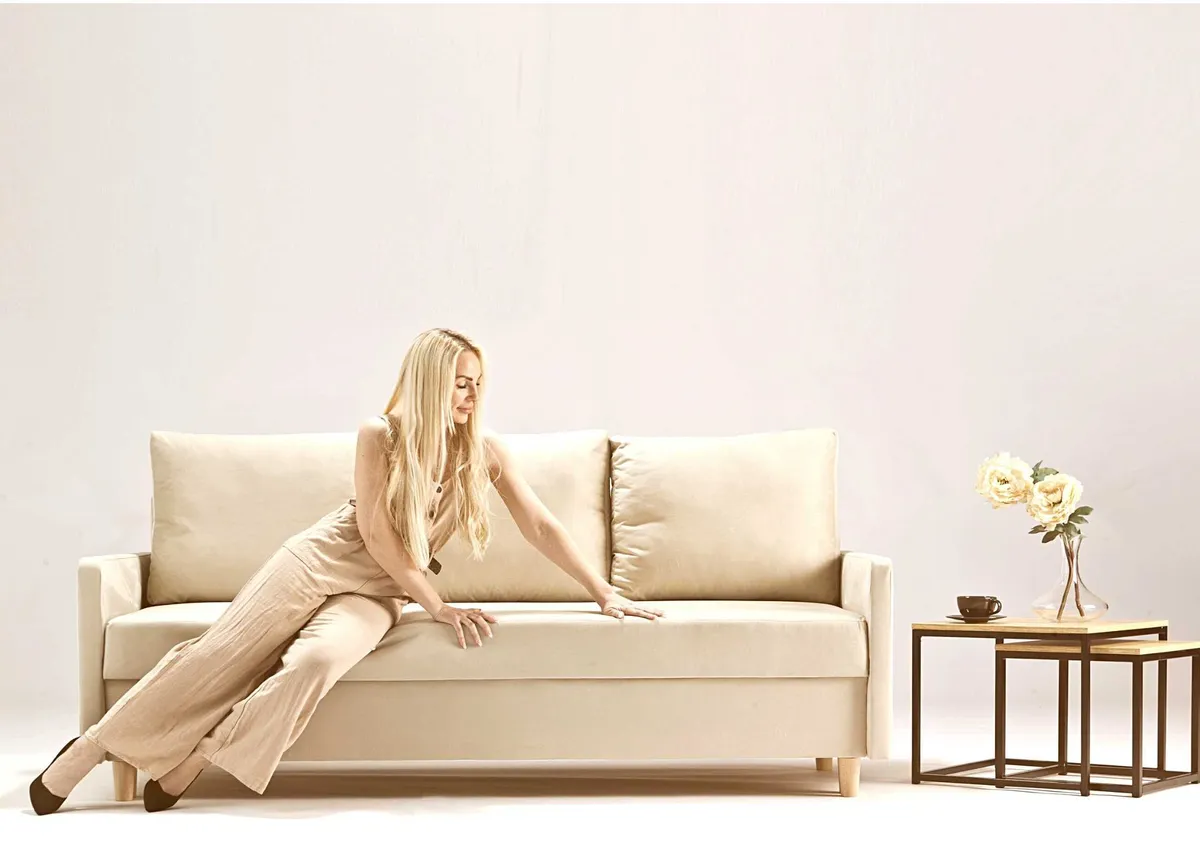 Sofa szara AROSA trzyosobowa z funkcją spania 198 cm: Wymiary AROSA