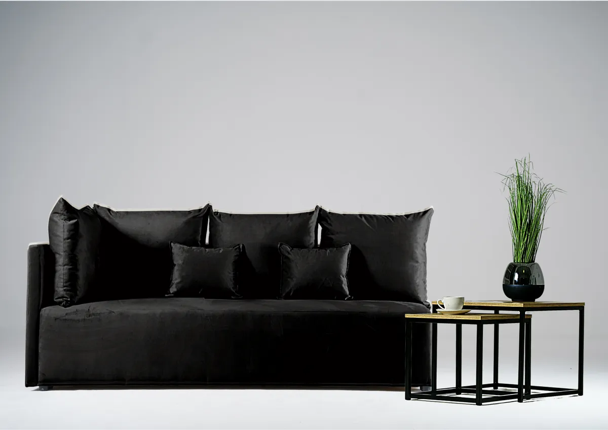 Sofa czarna MINO lewa trzyosobowa z funkcją spania 198 cm: Sofa MINO lewa na małej powierzchni