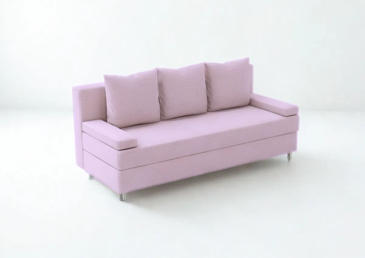 Sofa różowa HELIOS trzyosobowa z funkcją spania 190 cm: Różowa sofa HELIOS do małego pokoju