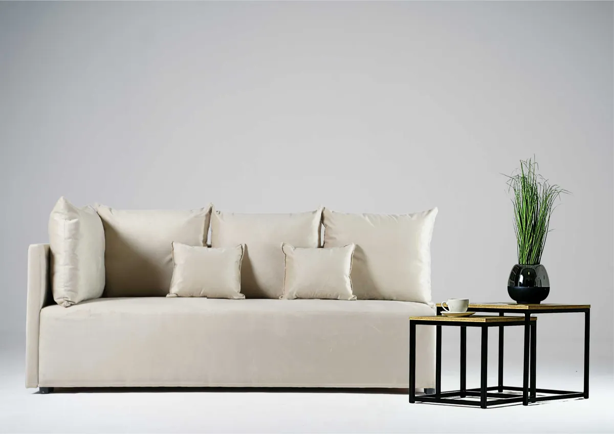 Sofa beżowa MINO lewa trzyosobowa z funkcją spania 198 cm: Sofa MINO lewa na małej powierzchni