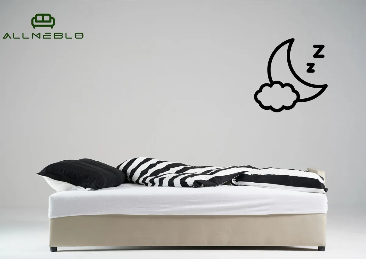 Sofa granatowa PARMA trzyosobowa z funkcją spania 198 cm: Spanie i pojemnik na pościel