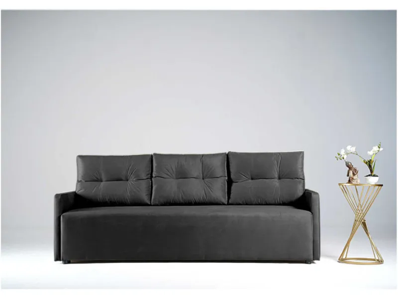 Sofa grafitowa VERO trzyosobowa z funkcją spania 198 cm: Grafitowa sofa VERO w skandynawskim stylu