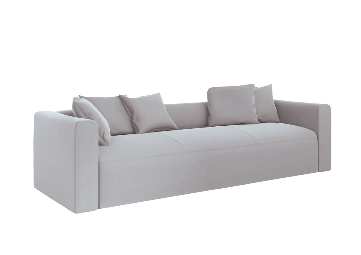 Sofa beżowa FANTOM czteroosobowa z funkcją spania 230 cm: Beżowa sofa FANTOM w stylu glamour lub boho
