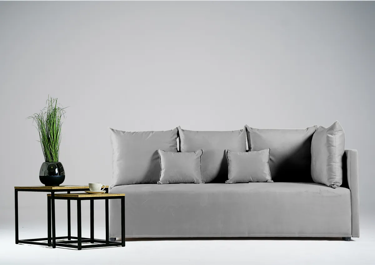 Sofa szara MINO prawa trzyosobowa z funkcją spania 198 cm: Sofa MINO prawa na małej powierzchni