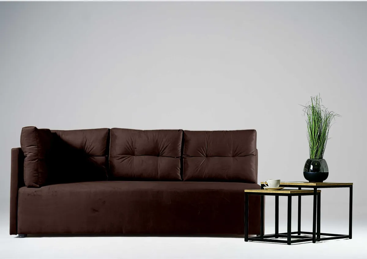 Sofa brązowa MONO lewa trzyosobowa z funkcją spania 198 cm: Brązowa sofa MONO lewa z funkcją spania