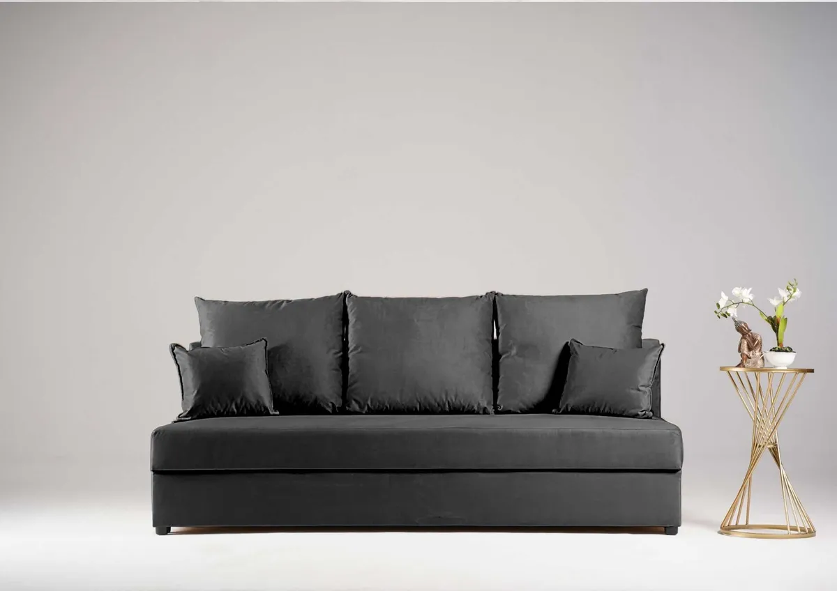 Sofa grafitowa PACO z funkcją spania 190 cm: Grafitowa sofa PACO z funkcją spania