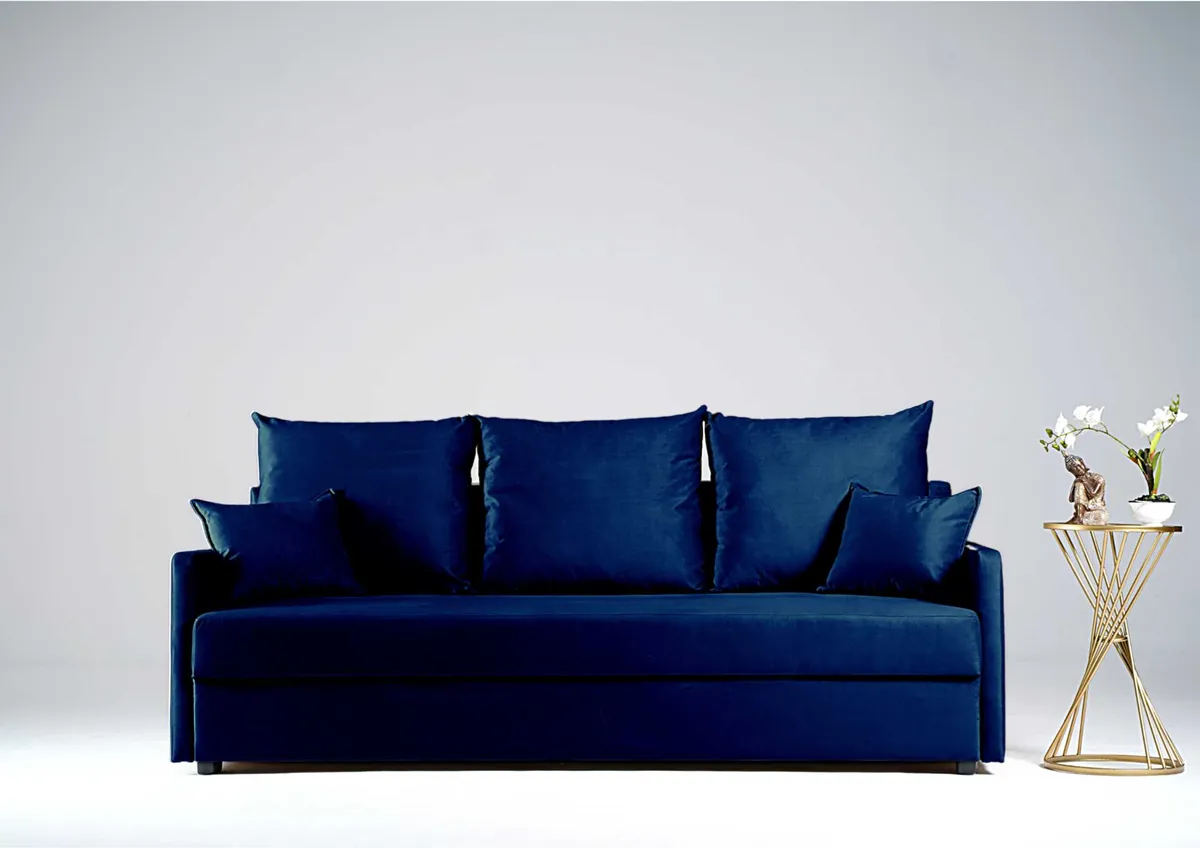 Sofa granatowa ARKADIA z funkcją spania 200 cm: Granatowa sofa ARKADIA
