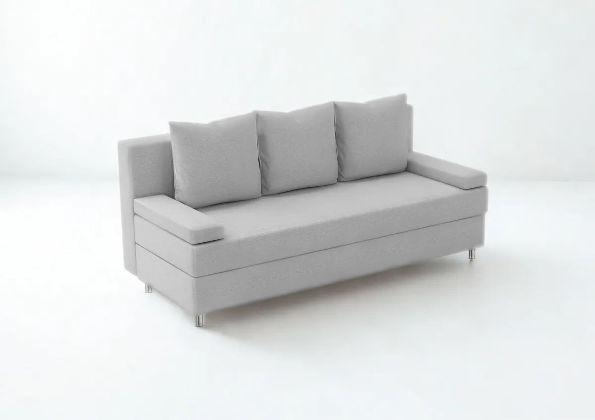 Sofa szara HELIOS trzyosobowa z funkcją spania 190 cm: Szara sofa HELIOS do małego pokoju