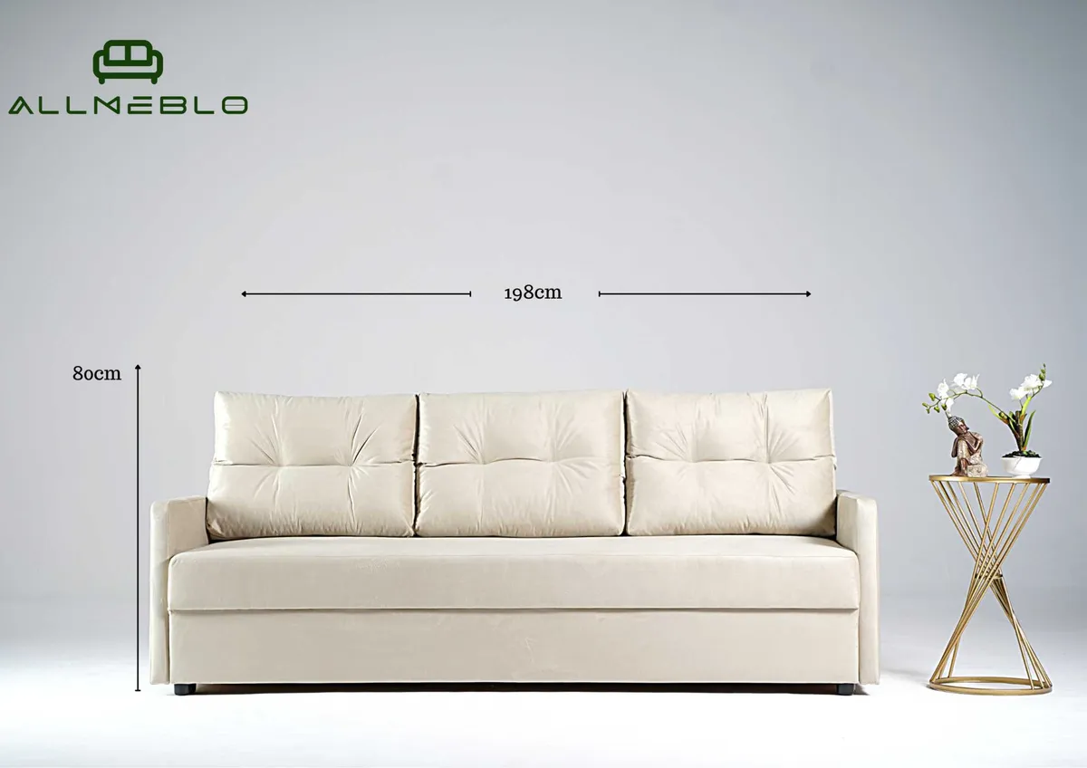 Sofa grafitowa BONA trzyosobowa z funkcją spania 198 cm: Wymiary sofy BONA