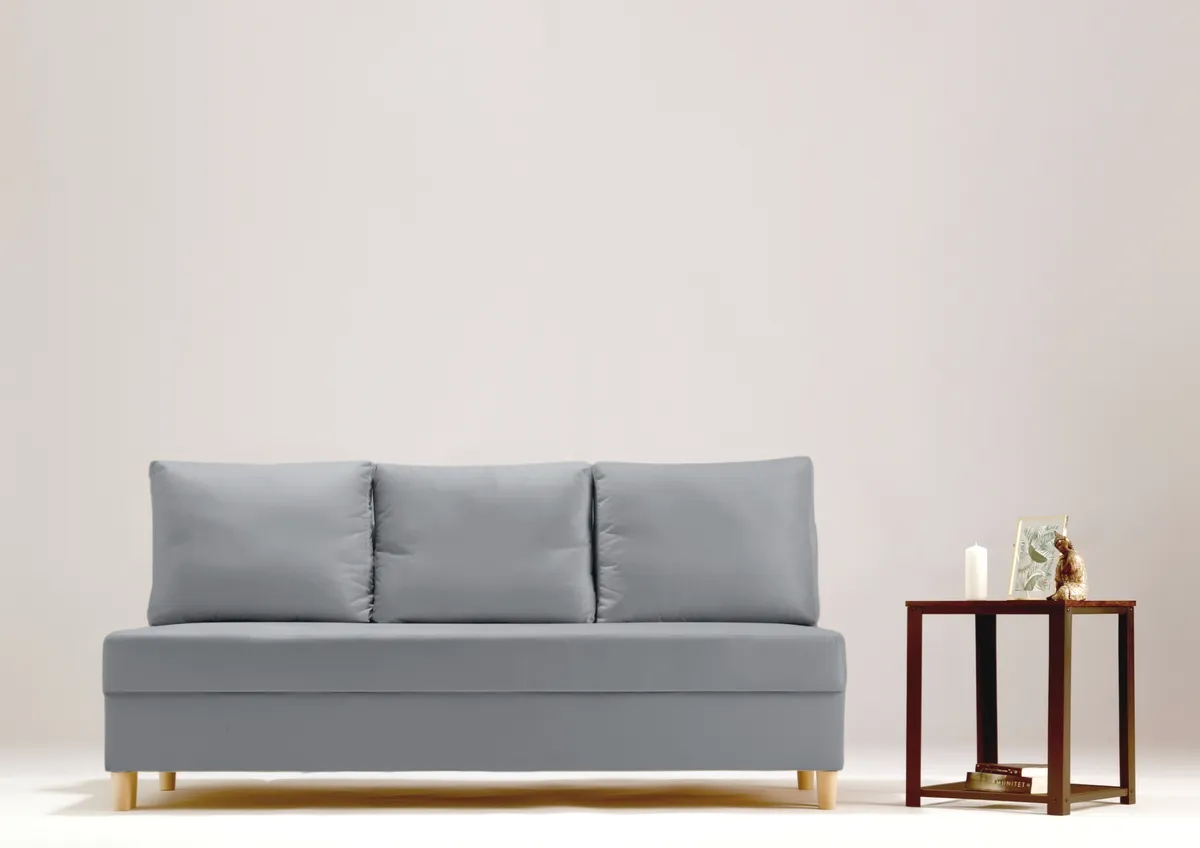 Sofa szara ONYX trzyosobowa z funkcją spania 190 cm: Szara sofa ONYX bez podłokietników