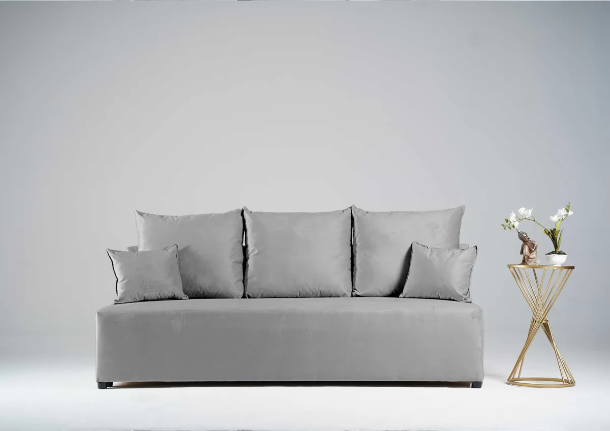 Sofa szara ESTI trzyosobowa z funkcją spania 190 cm: Szara sofa ESTI na każdy centymetr